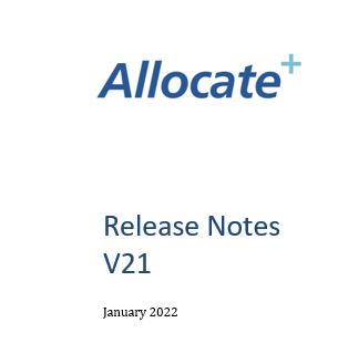 Allocate Plus Release Notes v21