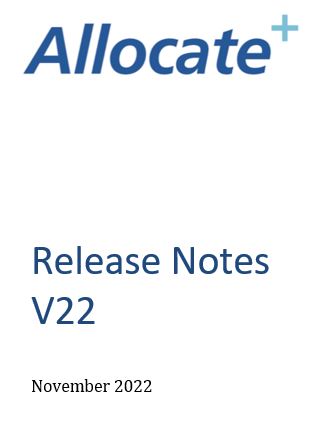 Allocate Plus V22 Release Notes