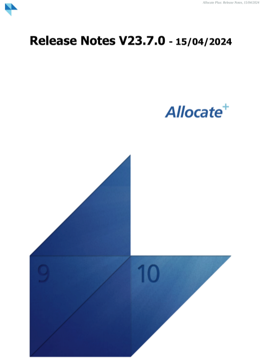 Allocate Plus V23.7 Release Notes