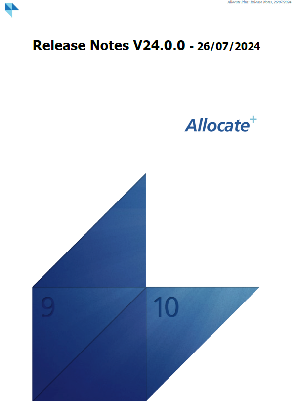 Allocate Plus V24.0 Release Notes